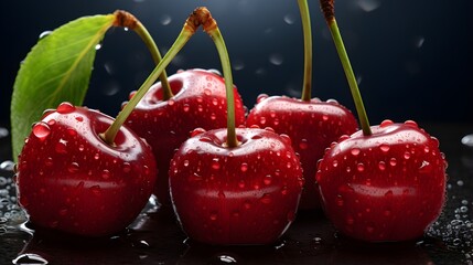 Wall Mural - Macro photo of cherries.