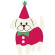Dog with christmas costume flat illustration