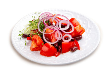 Wall Mural - Vegetable salad with tomatoes, beans and onions.