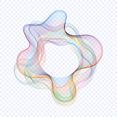 Wall Mural - Abstract circles lines wavy in a round colorful rainbow frame on a transparent background with empty space for text.