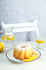 Wall Mural - Tasty bake food concept - delicious lemon cake