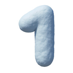 Poster - Snow font 3d rendering number 1