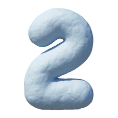 Sticker - Snow font 3d rendering number 2