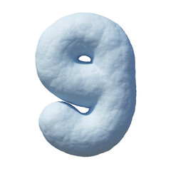 Poster - Snow font 3d rendering number 9