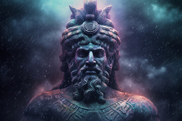 Poster - An abstract portrayal of the Hittite storm god, with swirling forms and dramatic colors. Generative AI technology.