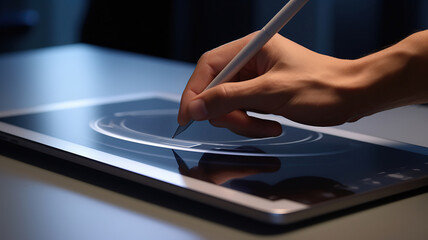 A hand precision on display with a drawing tablet