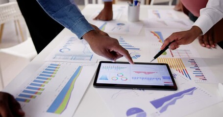 Poster - Financial Report Graph Analysis On Tablet