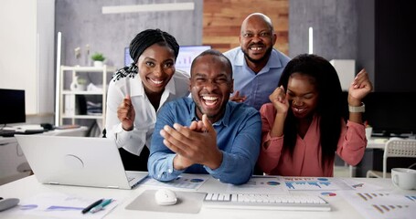 Poster - Corporate Success Celebration At Work. African Group
