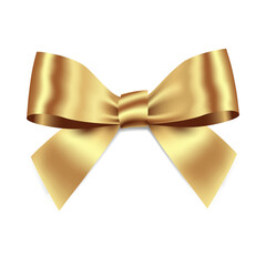Wall Mural - gold bow realistic shiny satin with shadow for decorate your wedding invitation card ,greeting card 
