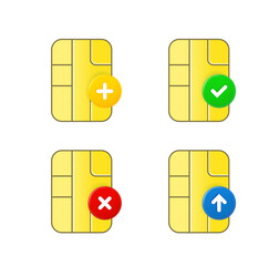 Aufkleber - SIM card icon set with different pictograms. 3d vector icons set
