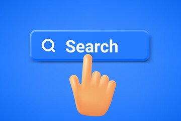 Aufkleber - Hand pressing Search button. Internet searching concept. 3d vector illustration