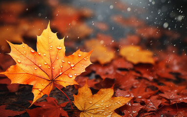 Wall Mural - maple leaf in autumn with maple tree under sunlight background