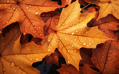 Wall Mural - maple leaf in autumn with maple tree under sunlight background