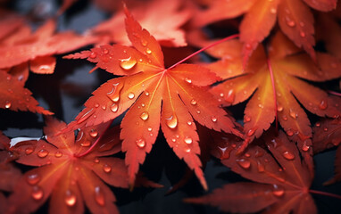 Wall Mural - maple leaf in autumn with maple tree under sunlight background
