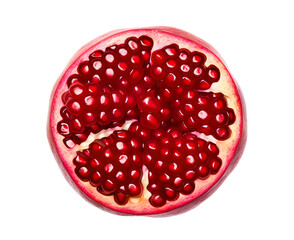 Wall Mural - Pomegranate fruit isolated on transparent background. Top view. PNG format