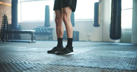 Poster - Barbell, man and gym exercise for deadlift, training challenge and workout in fitness club. Closeup of strong bodybuilder lifting heavy weights on ground for performance, action and muscle power