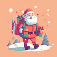 Wall Mural - illustration holiday present winter claus christmas red gift santa cartoon. Generative AI.