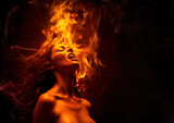 Woman burning with pleasure 
