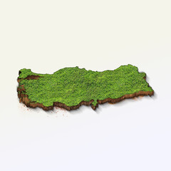 High-quality Turkey 3D soil map, Turkey 3D soil map render.