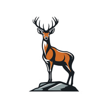 Deer Stand On Rock Logo With Good Quality
