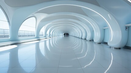 Wall Mural - bright modern design illuminates empty underground. generative ai.