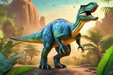 Tyrannosaurus dinosaur in forest 3d render illustration