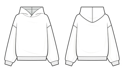 classic hoodie technical fashion illustration. hoodie vector template illustration. front and back v