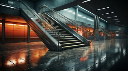 Wall Mural - stairs in a subway station. generative ai.