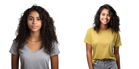 brazilian student girl gazing sideways on a transparent background
