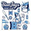 Blue Jay Mascot for College Sport in Vintage Old School Style