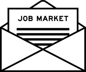 Poster - Envelope and letter sign with word job market as the headline