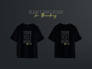 Sticker - Black t-shirts with copy for brand and marketing.