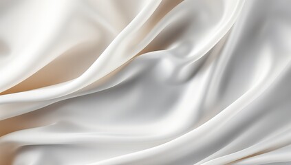 Closeup of rippled white silk fabric lines.