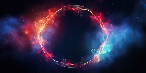 Wall Mural - AI Generated. AI Generative. Round circle neon glowing color smoke mystic element. Can be used for decoration graphic or web design mock up