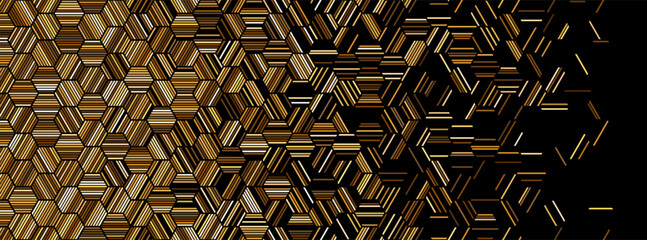 abstract geometric pattern with golden hexagonal lines. seamless vector background with fade effect