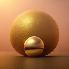 Poster - 3d glassy golden colored sphere shapes, minimal concept background. Ideal for luxurious and scientific designs, nano technology, microbiology, chemistry, biology, etc. Ai generated art.