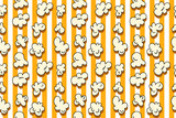 Fototapeta Dinusie - Popcorn seamless pattern on yellow and white color striped background. vector illustration cartoon vintage style