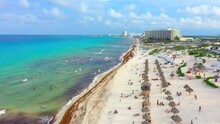 Cancun México Playa Azul Verde Turquesa Paraíso Mexicano En Verano Con Arena En Resort Zona Hotelera Océano Colorido Hermoso Paisaje Al Aire Libre Al Exterior Turismo