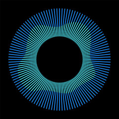Wall Mural - abstract circle vector symbol. radial concentric blue and turquoise lines. sunburst isolated on blac