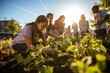 © Keitma - Teen girls at a community garden, planting and gardening together