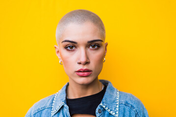 Beautiful woman with shaved hair