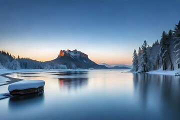 Wall Mural - Winter scenery of frozen lake