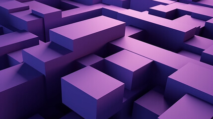 Geometric abstract purple background. Futuristic cube shape 3d rendering wallpaper.