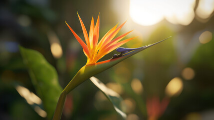 Wall Mural - strelitzia flower close up, generative ai