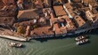 urban pov of the drone of the beautiful city of venice