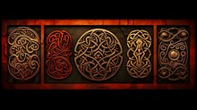 5 Motifs Celtiques Rouge Et Bronze, Généré Par IA