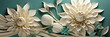 Wunderbare schöne Blumen in zarten türkis und blau als Hintergrundmotiv für Banner im Querformat, ai generativ