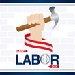 Hand holding a hammer Labor day Vector