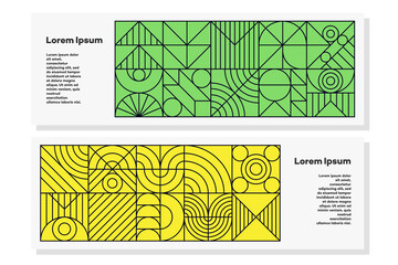 Wall Mural - Flyer set geometry line bauhaus background style. Human psychology and mental health concept illustration. Vector 10 eps