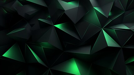 Wall Mural - 3D wallpaper abstract triangle modern glows green black